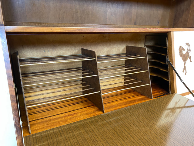 WMK I Einzigartiger und gut erhaltener Mid-Century Schreibschrank mit Regal I Sekretär Schreibkommode Schreibtisch Bücherschrank Bücherregal Flurkommode Vintage Retro 60er 70er Berlin Bonn NRW Bayern