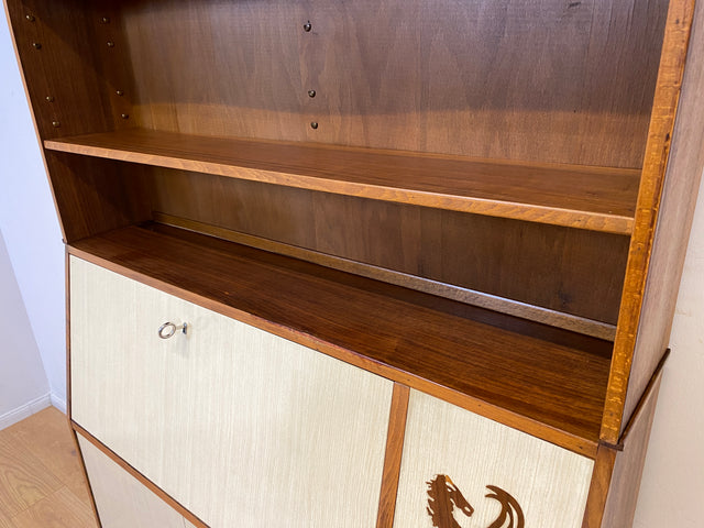 WMK I Einzigartiger und gut erhaltener Mid-Century Schreibschrank mit Regal I Sekretär Schreibkommode Schreibtisch Bücherschrank Bücherregal Flurkommode Vintage Retro 60er 70er Berlin Bonn NRW Bayern