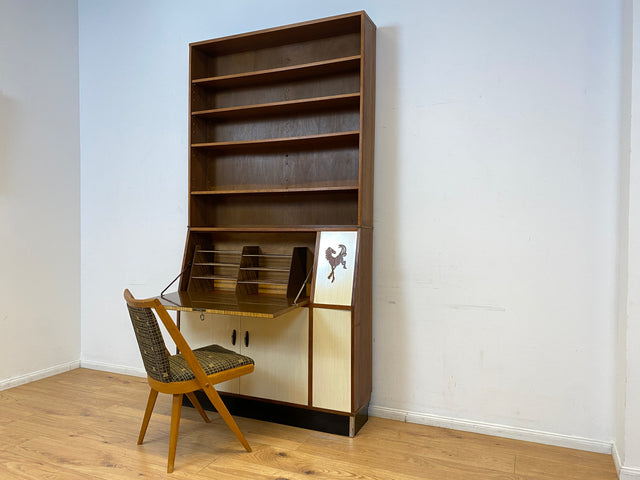 WMK I Einzigartiger und gut erhaltener Mid-Century Schreibschrank mit Regal I Sekretär Schreibkommode Schreibtisch Bücherschrank Bücherregal Flurkommode Vintage Retro 60er 70er Berlin Bonn NRW Bayern