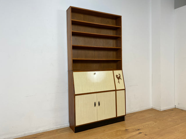 WMK I Einzigartiger und gut erhaltener Mid-Century Schreibschrank mit Regal I Sekretär Schreibkommode Schreibtisch Bücherschrank Bücherregal Flurkommode Vintage Retro 60er 70er Berlin Bonn NRW Bayern