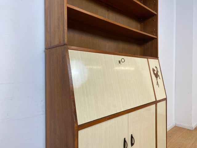 WMK I Einzigartiger und gut erhaltener Mid-Century Schreibschrank mit Regal I Sekretär Schreibkommode Schreibtisch Bücherschrank Bücherregal Flurkommode Vintage Retro 60er 70er Berlin Bonn NRW Bayern