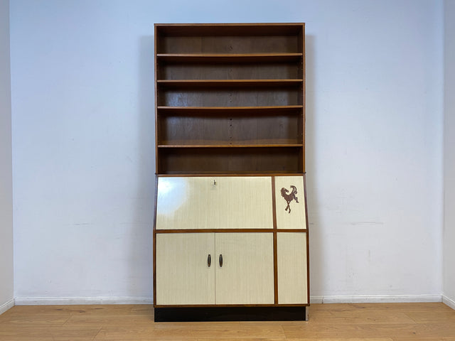 WMK I Einzigartiger und gut erhaltener Mid-Century Schreibschrank mit Regal I Sekretär Schreibkommode Schreibtisch Bücherschrank Bücherregal Flurkommode Vintage Retro 60er 70er Berlin Bonn NRW Bayern