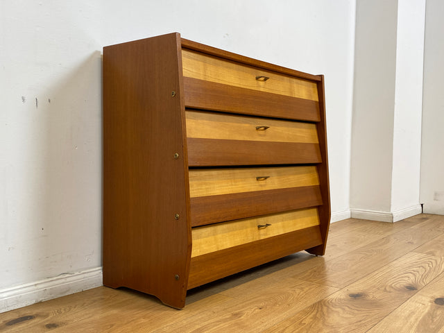 WMK I Schöner und gut erhaltener Mid-Century Schuhschrank mit 4 aufklappbaren Fächern und Messinggriffen I Schuhregal Schuhkommode Flurschrank Flurkommode Kommode Retro Vintage 60er 70er Berlin Bremen