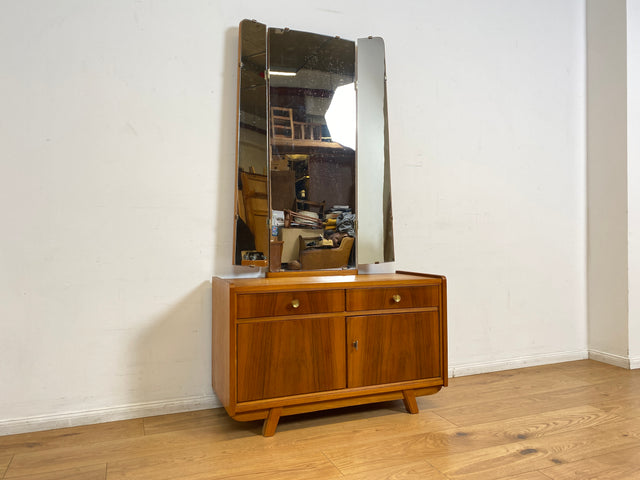 WMK I Stilvolle Mid-Century Spiegelkommode I Vollholz I mit Schubladen & Klappspiegel I Frisierkommode Schminkkommode Wäschekommode Kommode Sideboard Spiegel Ganzkörperspiegel Vintage Berlin Hof Köln