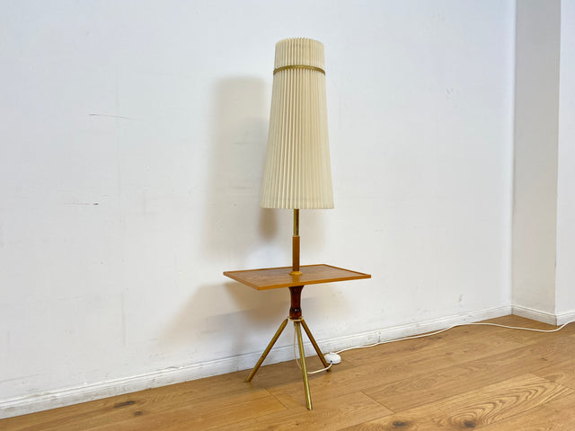 WMK # Perfekte Mid-Century Stehlampe für deine Leseecke I Seltene & gut erhaltene 60er Jahre Leselampe mit Ablage und Messinggestell # Lampe Leuchte Licht Stehleuchte Lamp Beistelltisch Vintage Retro