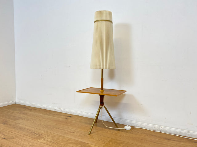 WMK # Perfekte Mid-Century Stehlampe für deine Leseecke I Seltene & gut erhaltene 60er Jahre Leselampe mit Ablage und Messinggestell # Lampe Leuchte Licht Stehleuchte Lamp Beistelltisch Vintage Retro