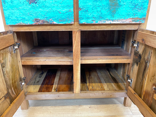 Boatwood by WMK I Besonders schöne & nachhaltige Kommode aus altem Bootsholz, ein handgefertigtes Unikat aus massivem Teakholz I Schrank Sideboard Anrichte Wäschekommode Küchenschrank Dresser Cabinet