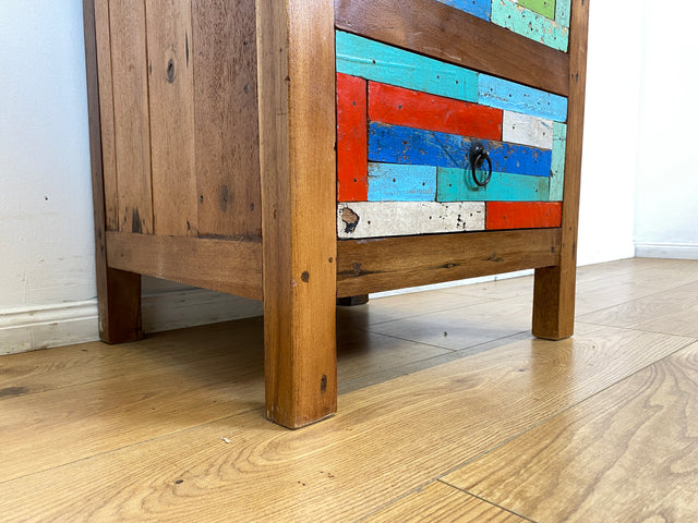 Boatwood by WMK I 1/5 Schöner & nachhaltiger Nachtisch mit Schubladen I handmade Unikat aus altem Bootsholz I Teakholz massiv I Nachtschrank Nachkommode Nachtschränkchen Kommode Berlin Rostock München