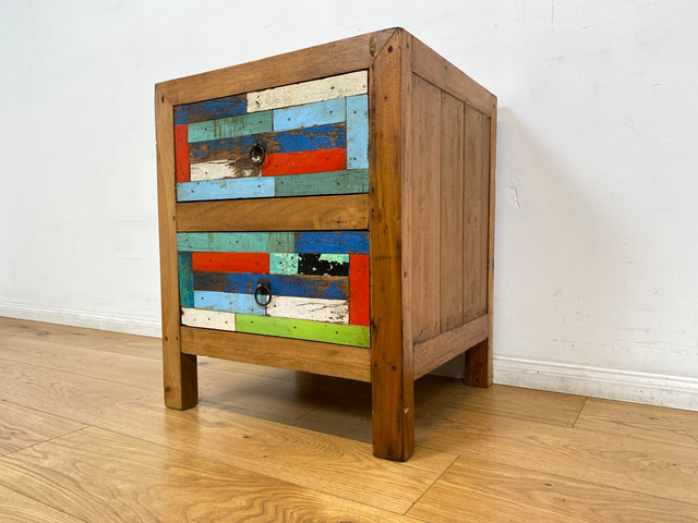 Boatwood by WMK I 1/5 Schöner & nachhaltiger Nachtisch mit Schubladen I handmade Unikat aus altem Bootsholz I Teakholz massiv I Nachtschrank Nachkommode Nachtschränkchen Kommode Berlin Rostock München