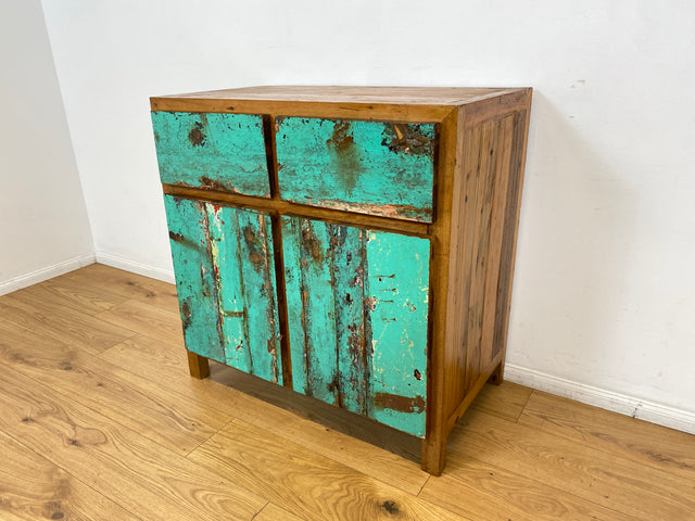 Boatwood by WMK I Besonders schöne & nachhaltige Kommode aus altem Bootsholz, ein handgefertigtes Unikat aus massivem Teakholz I Schrank Sideboard Anrichte Wäschekommode Küchenschrank Dresser Cabinet