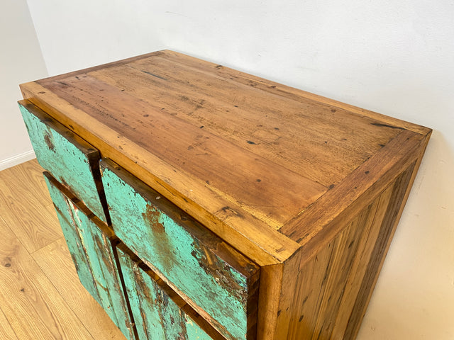 Boatwood by WMK I Besonders schöne & nachhaltige Kommode aus altem Bootsholz, ein handgefertigtes Unikat aus massivem Teakholz I Schrank Sideboard Anrichte Wäschekommode Küchenschrank Dresser Cabinet