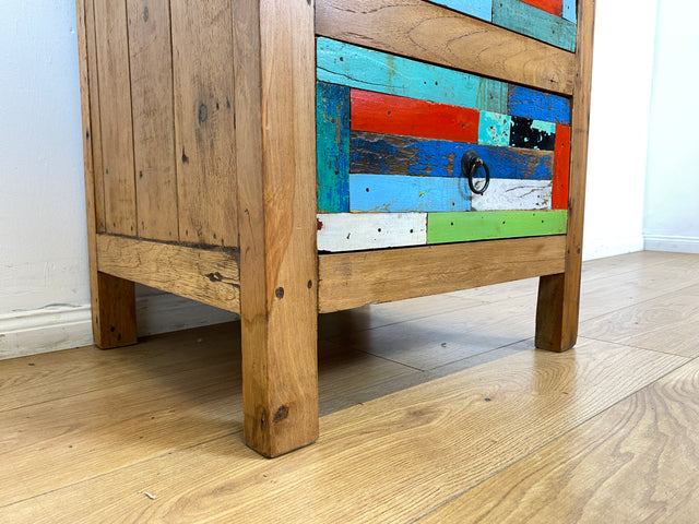 Boatwood by WMK I 1/5 Schöner & nachhaltiger Nachtisch mit Schubladen I handmade Unikat aus altem Bootsholz I Teakholz massiv I Nachtschrank Nachkommode Nachtschränkchen Kommode Berlin Rostock München