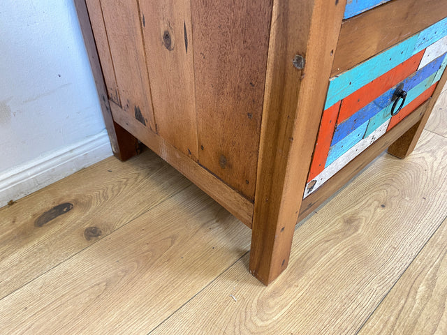 Boatwood by WMK I 1/5 Schöner & nachhaltiger Nachtisch mit Schubladen I handmade Unikat aus altem Bootsholz I Teakholz massiv I Nachtschrank Nachkommode Nachtschränkchen Kommode Berlin Rostock München