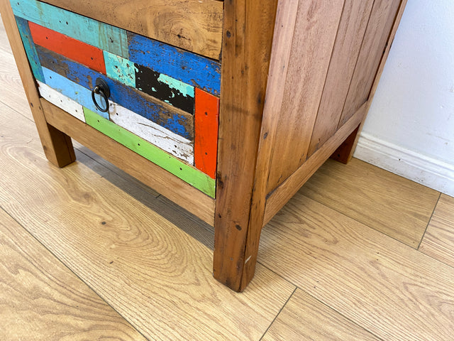 Boatwood by WMK I 1/5 Schöner & nachhaltiger Nachtisch mit Schubladen I handmade Unikat aus altem Bootsholz I Teakholz massiv I Nachtschrank Nachkommode Nachtschränkchen Kommode Berlin Rostock München