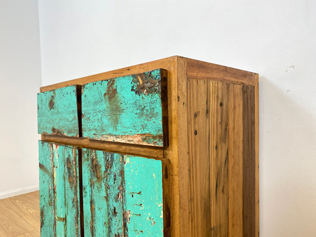 Boatwood by WMK I Besonders schöne & nachhaltige Kommode aus altem Bootsholz, ein handgefertigtes Unikat aus massivem Teakholz I Schrank Sideboard Anrichte Wäschekommode Küchenschrank Dresser Cabinet