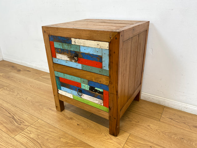 Boatwood by WMK I 1/5 Schöner & nachhaltiger Nachtisch mit Schubladen I handmade Unikat aus altem Bootsholz I Teakholz massiv I Nachtschrank Nachkommode Nachtschränkchen Kommode Berlin Rostock München