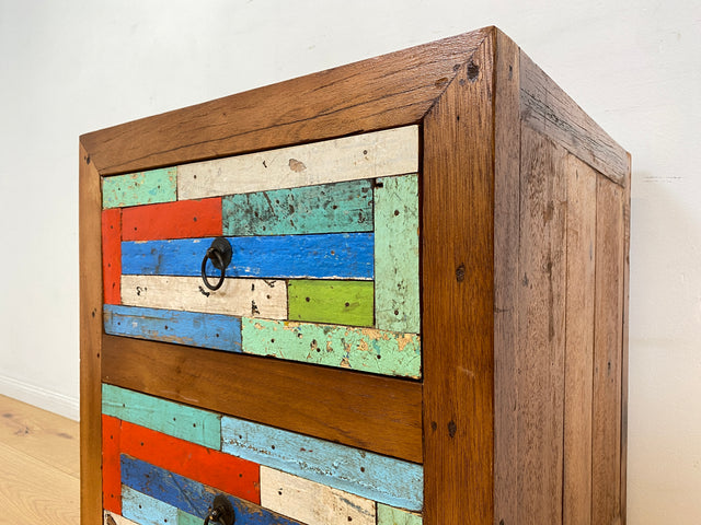 Boatwood by WMK I 1/5 Schöner & nachhaltiger Nachtisch mit Schubladen I handmade Unikat aus altem Bootsholz I Teakholz massiv I Nachtschrank Nachkommode Nachtschränkchen Kommode Berlin Rostock München