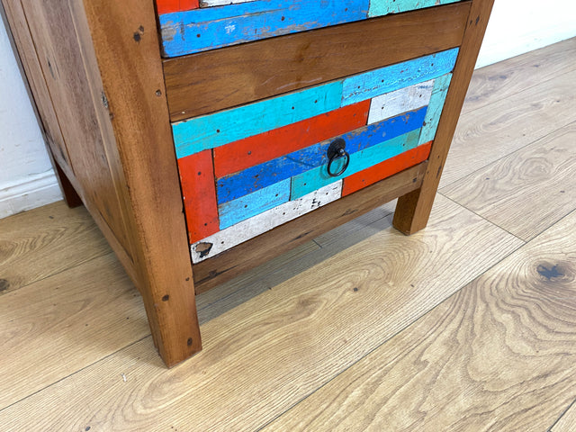 Boatwood by WMK I 1/5 Schöner & nachhaltiger Nachtisch mit Schubladen I handmade Unikat aus altem Bootsholz I Teakholz massiv I Nachtschrank Nachkommode Nachtschränkchen Kommode Berlin Rostock München