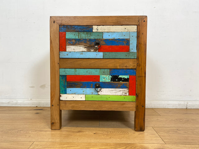 Boatwood by WMK I 1/5 Schöner & nachhaltiger Nachtisch mit Schubladen I handmade Unikat aus altem Bootsholz I Teakholz massiv I Nachtschrank Nachkommode Nachtschränkchen Kommode Berlin Rostock München