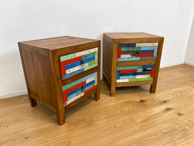 Boatwood by WMK I 1/5 Schöner & nachhaltiger Nachtisch mit Schubladen I handmade Unikat aus altem Bootsholz I Teakholz massiv I Nachtschrank Nachkommode Nachtschränkchen Kommode Berlin Rostock München