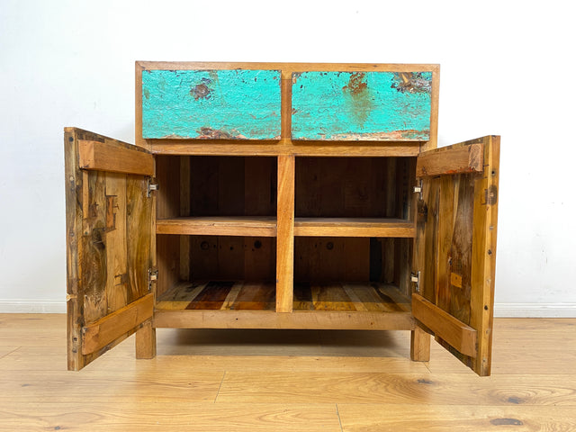 Boatwood by WMK I Besonders schöne & nachhaltige Kommode aus altem Bootsholz, ein handgefertigtes Unikat aus massivem Teakholz I Schrank Sideboard Anrichte Wäschekommode Küchenschrank Dresser Cabinet