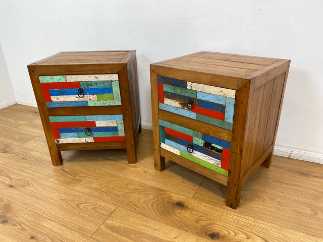 Boatwood by WMK I 1/5 Schöner & nachhaltiger Nachtisch mit Schubladen I handmade Unikat aus altem Bootsholz I Teakholz massiv I Nachtschrank Nachkommode Nachtschränkchen Kommode Berlin Rostock München