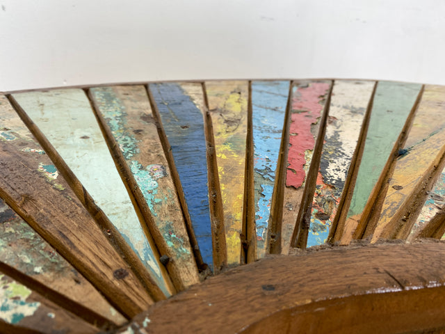 Boatwood by WMK I Einzigartiger bunter Nierentisch aus altem Bootsholz I ein handmade Unikat aus massivem Teakholz in Originalfarben I Couchtisch Wohnzimmertisch Coffee Table Berlin Hamburg Duisburg