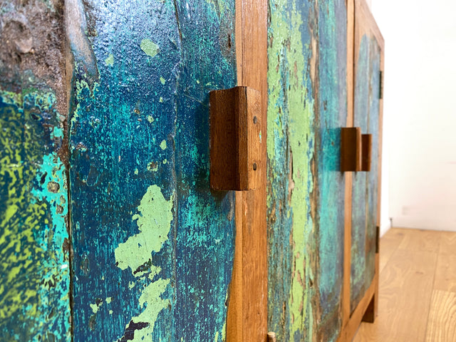 Boatwood by WMK I Einzigartiges nachhaltiges Sideboard aus altem Bootsholz, ein handgefertigtes Unikat aus massivem Teakholz I Kommode Schrank TV-Lowboard Anrichte Schuhkommode Schuhschrank Bootsmöbel