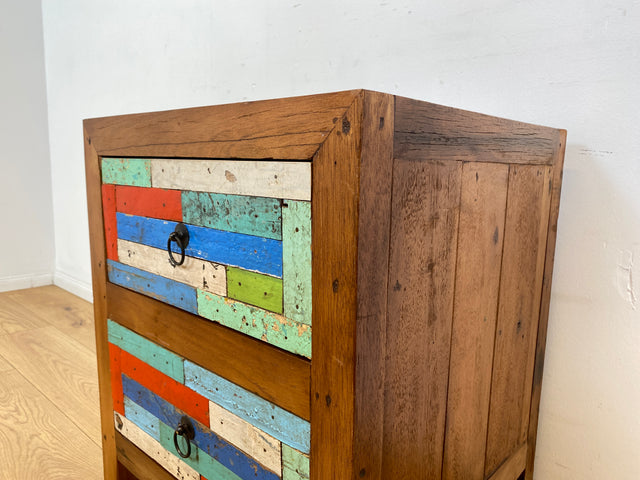 Boatwood by WMK I 1/5 Schöner & nachhaltiger Nachtisch mit Schubladen I handmade Unikat aus altem Bootsholz I Teakholz massiv I Nachtschrank Nachkommode Nachtschränkchen Kommode Berlin Rostock München