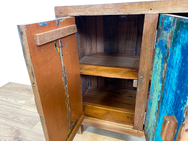 Boatwood by WMK I Einzigartiges nachhaltiges Sideboard aus altem Bootsholz, ein handgefertigtes Unikat aus massivem Teakholz I Kommode Schrank TV-Lowboard Anrichte Schuhkommode Schuhschrank Bootsmöbel