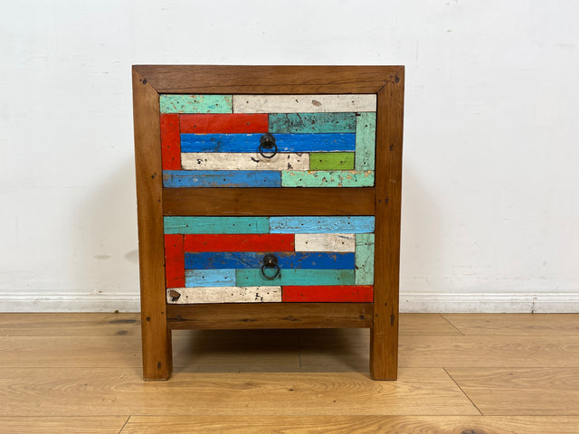 Boatwood by WMK I 1/5 Schöner & nachhaltiger Nachtisch mit Schubladen I handmade Unikat aus altem Bootsholz I Teakholz massiv I Nachtschrank Nachkommode Nachtschränkchen Kommode Berlin Rostock München