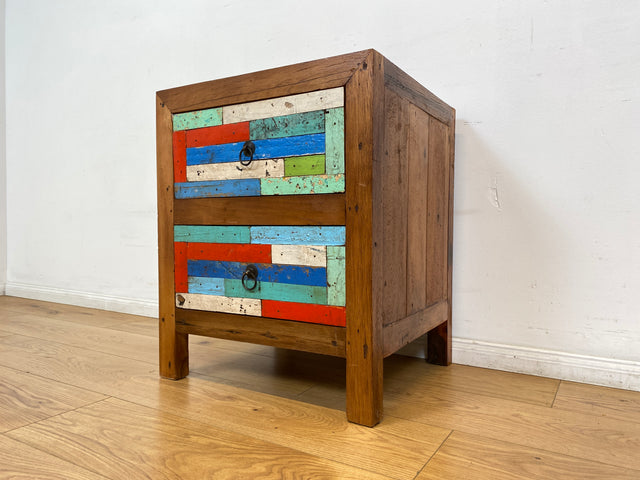 Boatwood by WMK I 1/5 Schöner & nachhaltiger Nachtisch mit Schubladen I handmade Unikat aus altem Bootsholz I Teakholz massiv I Nachtschrank Nachkommode Nachtschränkchen Kommode Berlin Rostock München