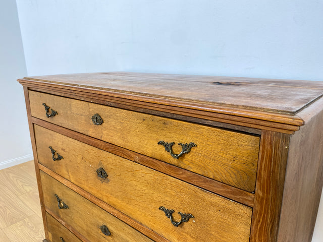 WMK I Imposante nordische antike Kommode aus massiver Eiche mit Schubladen & Messinggriffen I Bauernkommode Wäschekommode Schubladenkommode Wickelkommode Schrank Anrichte Cabinet Chest Vintage Berlin