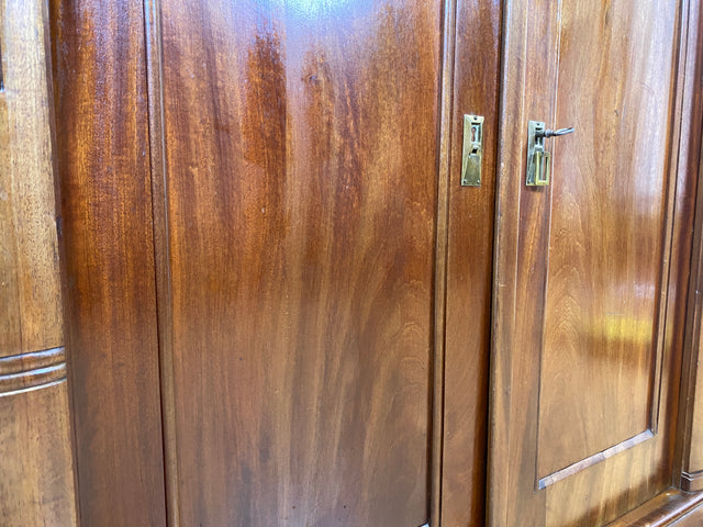 WMK I Vornehmes nordisches antikes Vertiko aus Mahagoni mit facettiertem Glas, handverziert I Schrank Kleiderschrank Wäscheschrank Bücher Vitrine Highboard Geschirrschrank Jugendstil Vintage Berlin