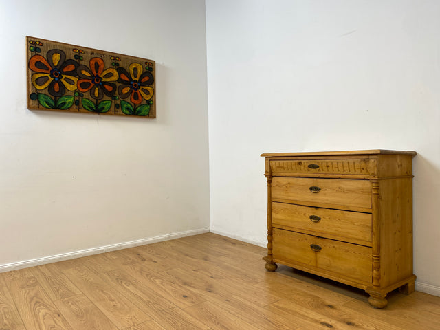 WMK I Wunderschöne nordische antike Kommode aus vollem Holz mit Schubladen und Messingbeschlägen I Schrank Flur Weichholz Wäsche Wickel Bauern Landhaus Vintage Biedermeier Berlin Dresden Regensburg