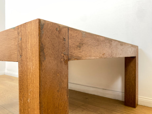 Boatwood by WMK # Besonderer Couchtisch (80x80cm) aus altem Bootsholz, ein handgefertigtes Unikat aus massivem Teakholz in Originalfarben der Boote # Sofatisch Wohnzimmertisch Coffee Table Bootsmöbel