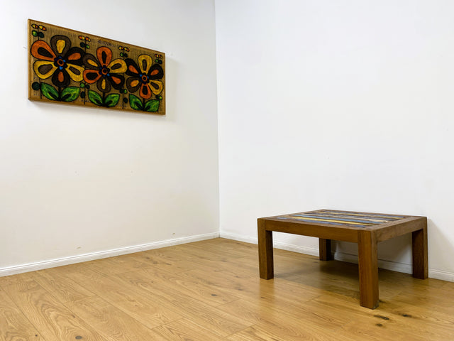 Boatwood by WMK # Besonderer Couchtisch (80x80cm) aus altem Bootsholz, ein handgefertigtes Unikat aus massivem Teakholz in Originalfarben der Boote # Sofatisch Wohnzimmertisch Coffee Table Bootsmöbel