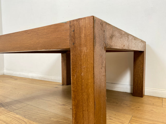 Boatwood by WMK # Besonderer Couchtisch (80x80cm) aus altem Bootsholz, ein handgefertigtes Unikat aus massivem Teakholz in Originalfarben der Boote # Sofatisch Wohnzimmertisch Coffee Table Bootsmöbel