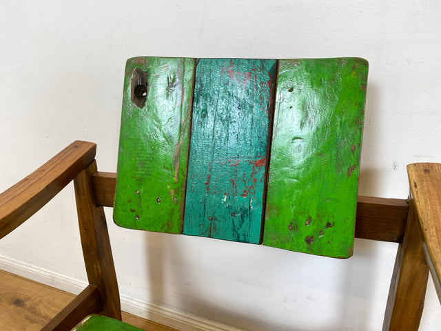 Boatwood by WMK I 1/3 Nachhaltiger handgefertigter Armlehnsessel aus altem Bootsholz in Originalfarben I Sessel Lesesessel Holzsessel Gartensessel Gartenmöbel Balkonmöbel Treibholz Berlin Bayern NRW