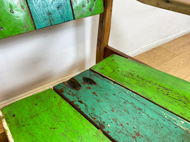 Boatwood by WMK I 1/3 Nachhaltiger handgefertigter Armlehnsessel aus altem Bootsholz in Originalfarben I Sessel Lesesessel Holzsessel Gartensessel Gartenmöbel Balkonmöbel Treibholz Berlin Bayern NRW