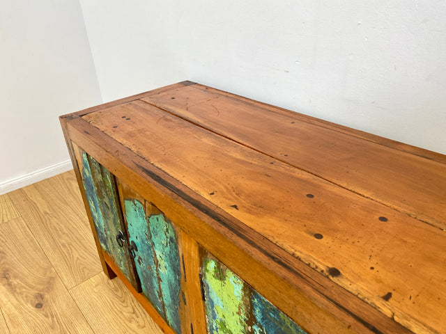 Boatwood by WMK # Nachhaltiges 180cm langes Sideboard aus altem Bootsholz, ein handgefertigtes Unikat aus massivem Teakholz # Kommode Lowboard TV Bank Board Anrichte Bootsmöbel Rostock Hamburg Usedom