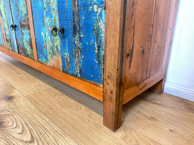 Boatwood by WMK # Nachhaltiges 180cm langes Sideboard aus altem Bootsholz, ein handgefertigtes Unikat aus massivem Teakholz # Kommode Lowboard TV Bank Board Anrichte Bootsmöbel Rostock Hamburg Usedom