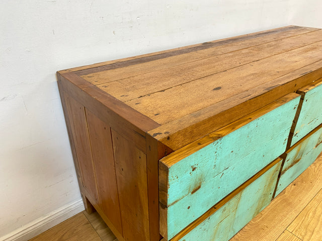 Boatwood by WMK I Nachhaltiges Sideboard handgefertigt aus altem Bootsholz mit Schubladen I Teakholz massiv I Lowboard Kommode Bank Fernsehkommode TV Wäschekommode Bootsmöbel Berlin Bochum Rostock