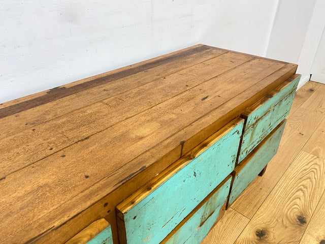 Boatwood by WMK I Nachhaltiges Sideboard handgefertigt aus altem Bootsholz mit Schubladen I Teakholz massiv I Lowboard Kommode Bank Fernsehkommode TV Wäschekommode Bootsmöbel Berlin Bochum Rostock