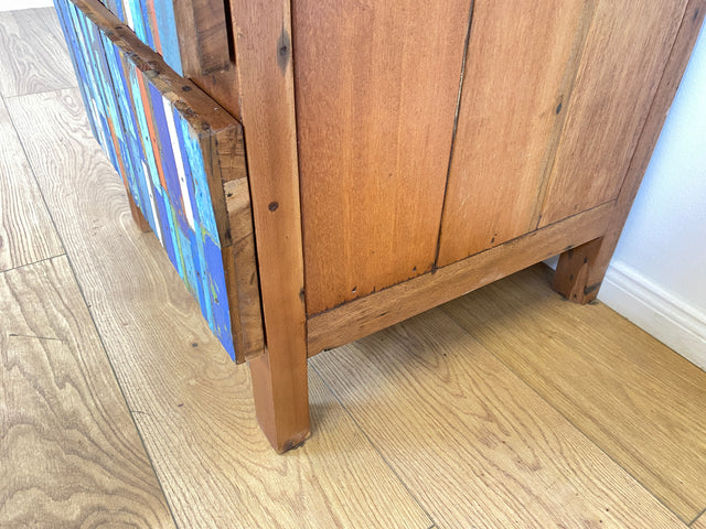 Boatwood by WMK # 1/2 Einzigartiger Nachttisch mit Schubladen, ein aus altem Bootsholz handgefertigtes Unikat aus massivem Teakholz # Kommode Nachtkommode Nachtschränkchen Nachtschrank Bed Side Teak