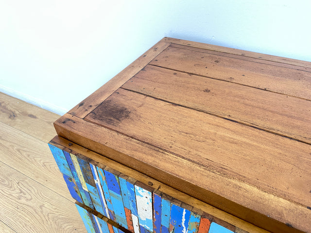 Boatwood by WMK # 1/2 Einzigartiger Nachttisch mit Schubladen, ein aus altem Bootsholz handgefertigtes Unikat aus massivem Teakholz # Kommode Nachtkommode Nachtschränkchen Nachtschrank Bed Side Teak