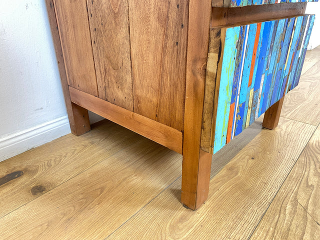 Boatwood by WMK # 1/2 Einzigartiger Nachttisch mit Schubladen, ein aus altem Bootsholz handgefertigtes Unikat aus massivem Teakholz # Kommode Nachtkommode Nachtschränkchen Nachtschrank Bed Side Teak