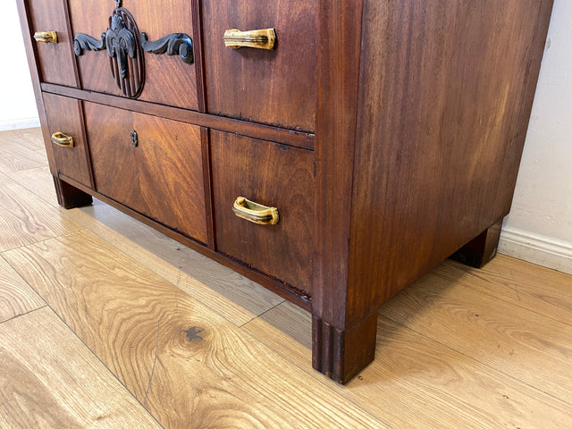 WMK I Nordische antike Kommode aus vollem Holz mit Schubladen & Originalgriffen I Schrank Anrichte Schubladenkommode Wäschekommode Sideboard Wickelkommode Jugendstil Art Deco Vintage Berlin Hof Trier