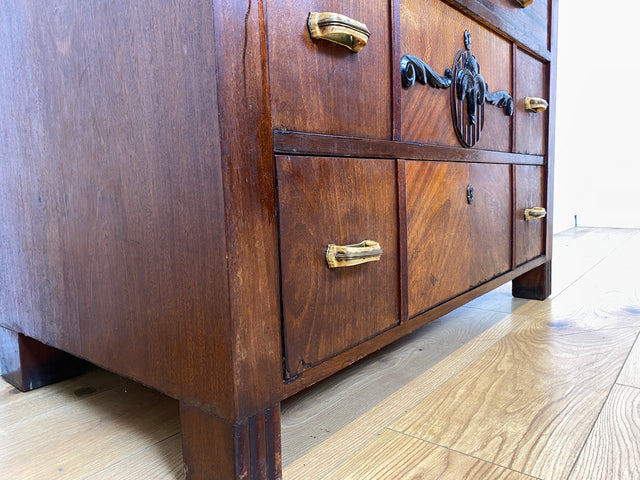 WMK I Nordische antike Kommode aus vollem Holz mit Schubladen & Originalgriffen I Schrank Anrichte Schubladenkommode Wäschekommode Sideboard Wickelkommode Jugendstil Art Deco Vintage Berlin Hof Trier