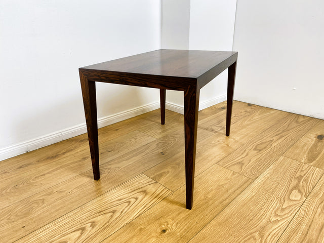 WMK # Stilvoller und sehr gut erhaltener kleiner skandinavischer 60er Jahre Couchtisch aus edlem Palisander # Wohnzimmertisch Beistelltisch Coffee Table Rosewood Danish Design Vintage Mid-Century 70er